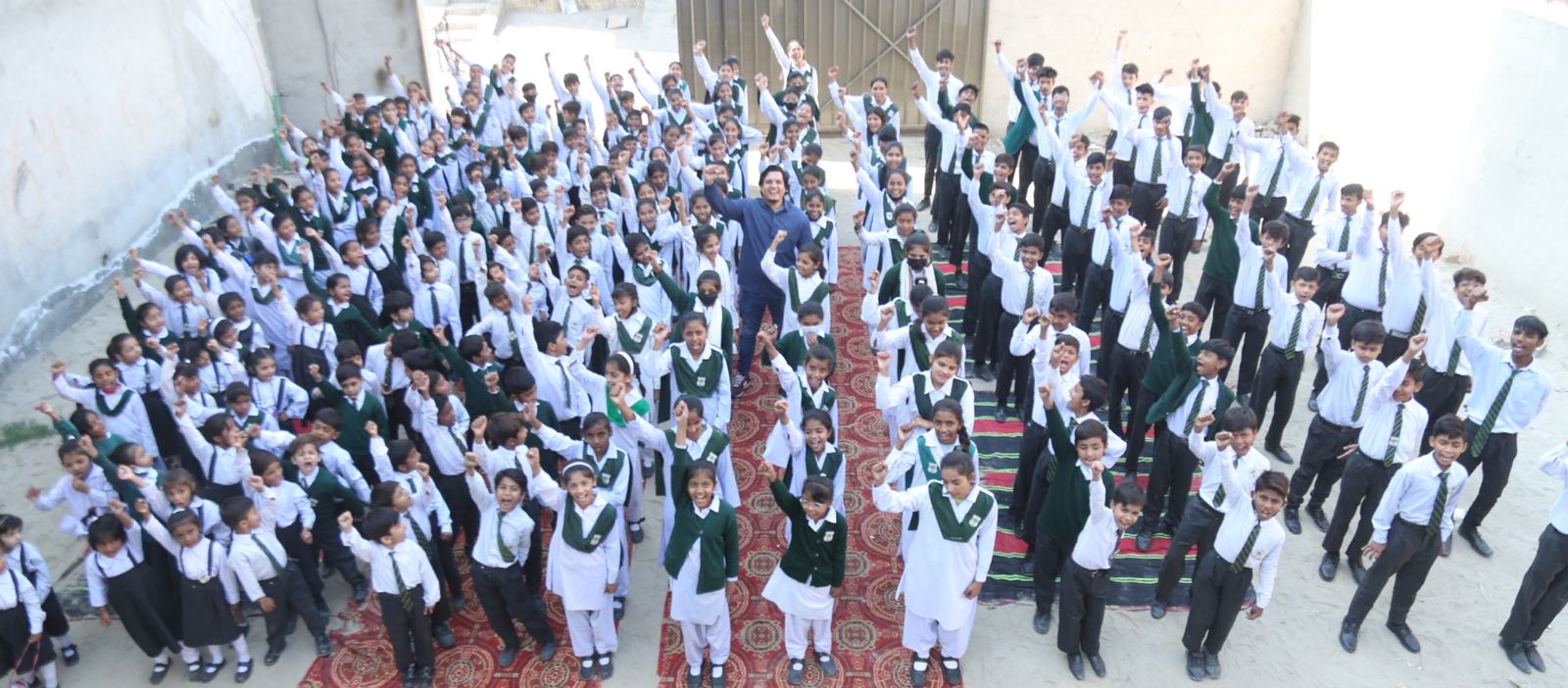Maranatha pupils gathered in rows for a school assembly