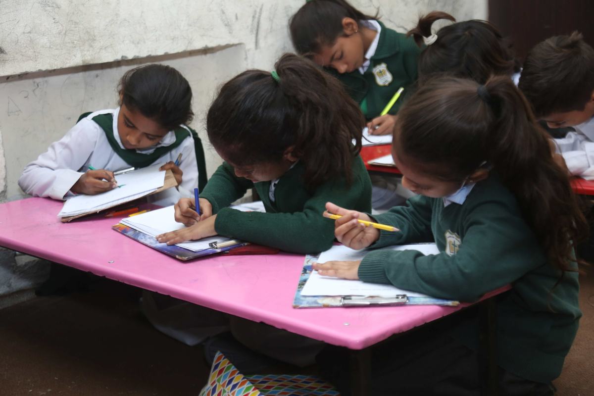 A Maranatha pupil concentrating on her work